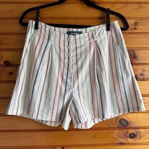 ModCloth High-Rise Button Front Striped Shorts 8 | Cotton Coastal